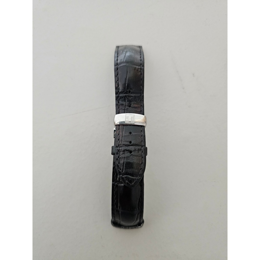 Tissot Watch Strap Men 20mm Black Leather Croc Embossed Butterfly Clasp 1853 ~
